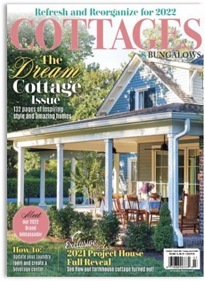 Front cover of Cottages & Bungalows magazine featuring a bungalow style house.