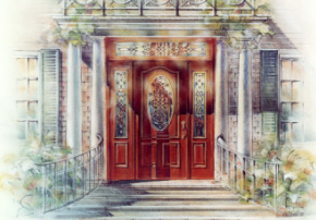 Empress® Alexandra - 4302 door, 4322 sidelights and custom transom 
shown in Douglas Fir