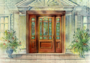 Centennial - 4390 door, 4391 sidelights shown in 
Douglas Fir (this door design no longer available)