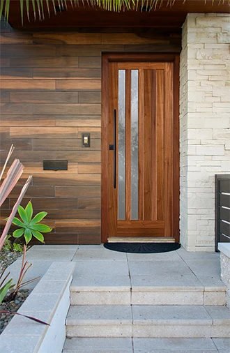 Custom door in Sapele Mahogany with Satin Etch glass