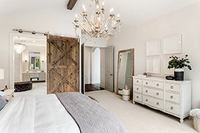 49858 shown in Knotty Alder with weathered with gray factory-finish