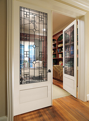 Den with Interior wood french doors