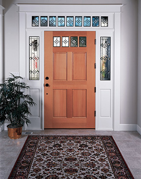 Wood entry door with glass